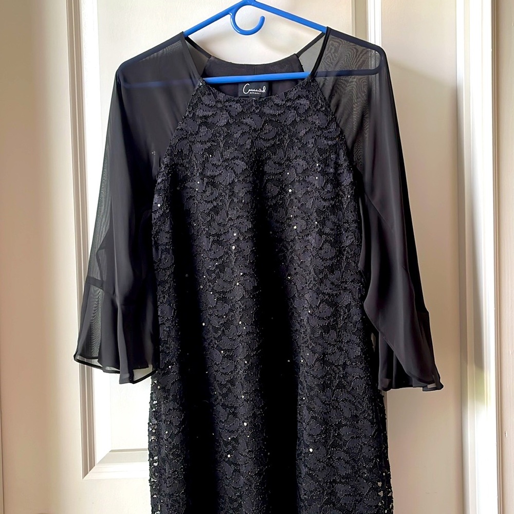 Black Dress - Sequined Lace overlay